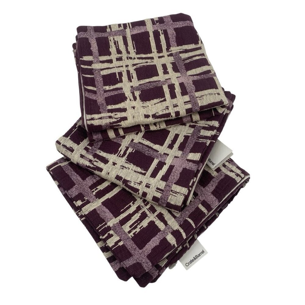 Crate and Barrel Purple Geometric Abstract Pattern Pillow Cover 23" x 23" QTY 3